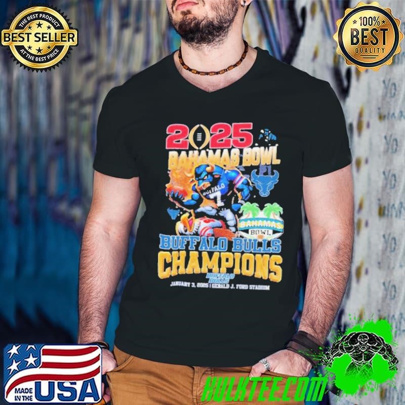 Buffalo Bulls 2025 Bahamas Bowl Champions NCAA Mascot Shirts Guys V Neck