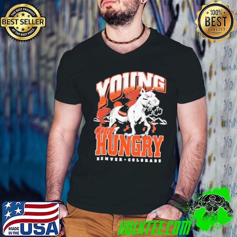 Denver Broncos young and hungry Guys V Neck