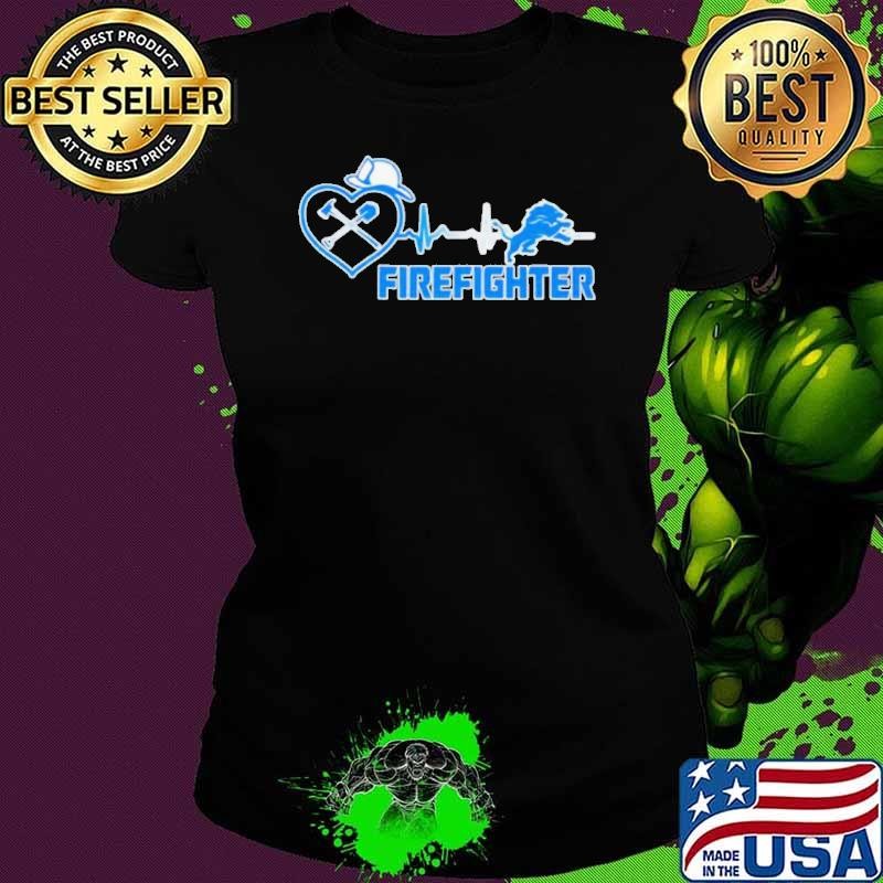 Detroit Lions Heartbeat Firefighter Ladies tee
