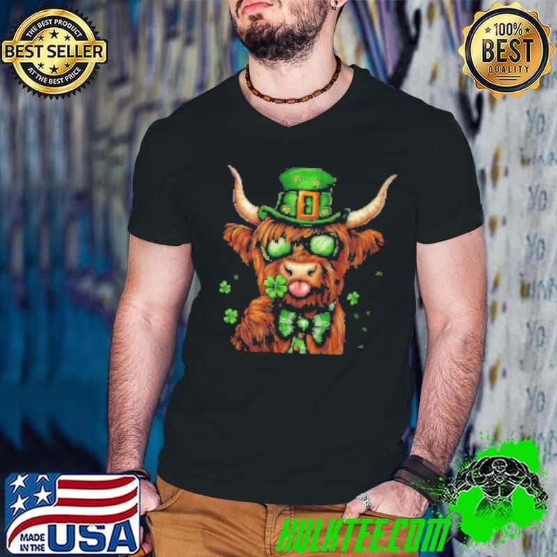 Highland Cow St. Patrick's Day Retro Coquette St Patty's Day Shirt