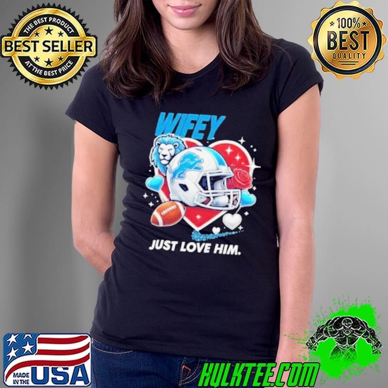 Hubby Wifey just love him her Detroit Lions helmet shirt