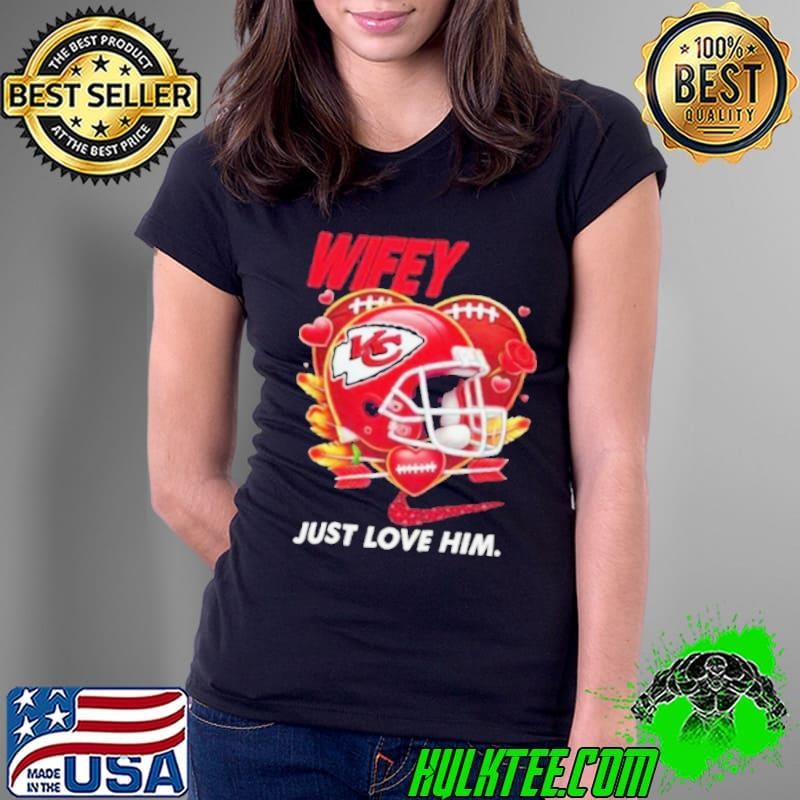 Hubby Wifey just love him her Kansas City Chiefs helmet Ladies Tee