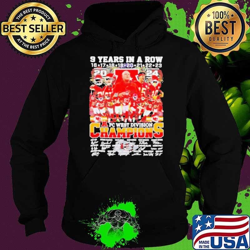 Kansas City Chiefs 9 years in a row AFC West Division Champions 2024 signatures Hoodie
