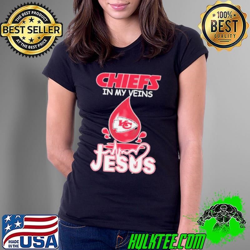 Kansas City Chiefs Water Drops In My Veins Jesus In My Heart Shirt