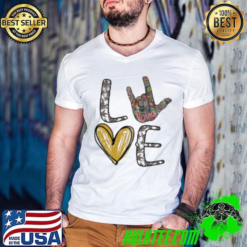 Love Sign Hand Gesture Namaste T Shirt Guys V Neck