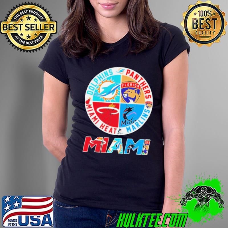 Miami Heat Marlins Panthers Hurricanes Dolphins all sports logo graphic Best Selling shirt