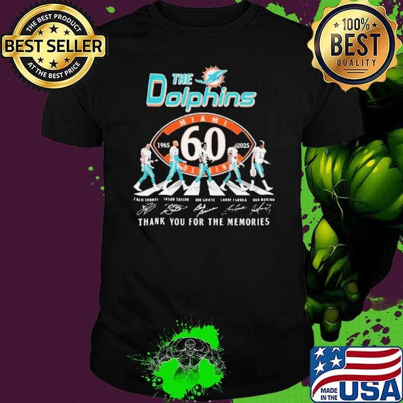 NFL Miami Dolphins 60th 1965 2025 Thank You For The Memories Signatures Shirt
