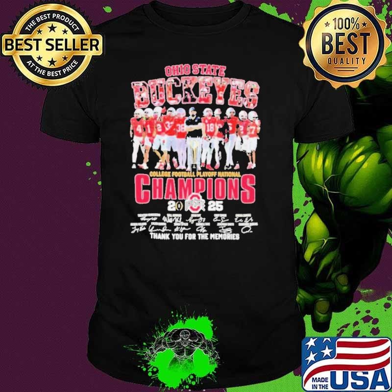 Ohio State Buckeyes NCAA College Football Playoff National Champions 2025 Thank You For The Memories Signature  Shirts