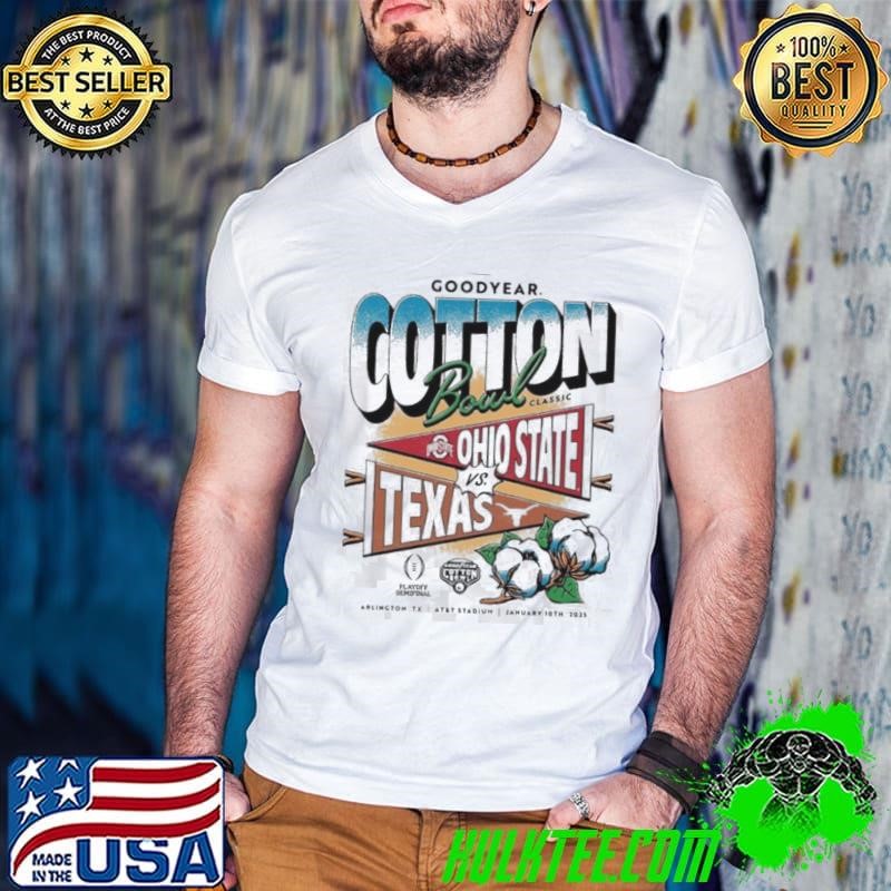 Ohio State Buckeyes Vs Texas Longhorns NCAA College Football Playoff Semifinal 2025 Goodyear Cotton Bowl Classic Head To Head Jan 10th t shirt