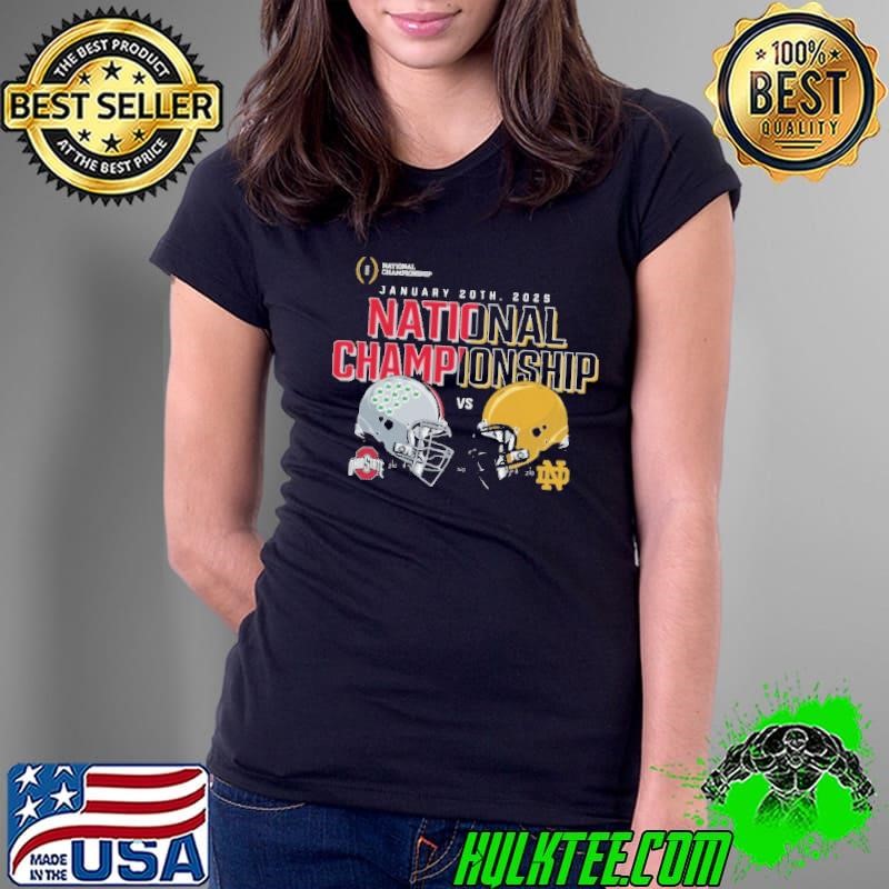 Ohio State Buckeyes vs. Notre Dame Fighting Irish College Football Playoff 2025 National Championship Matchup All Out Effort Ladies Tee