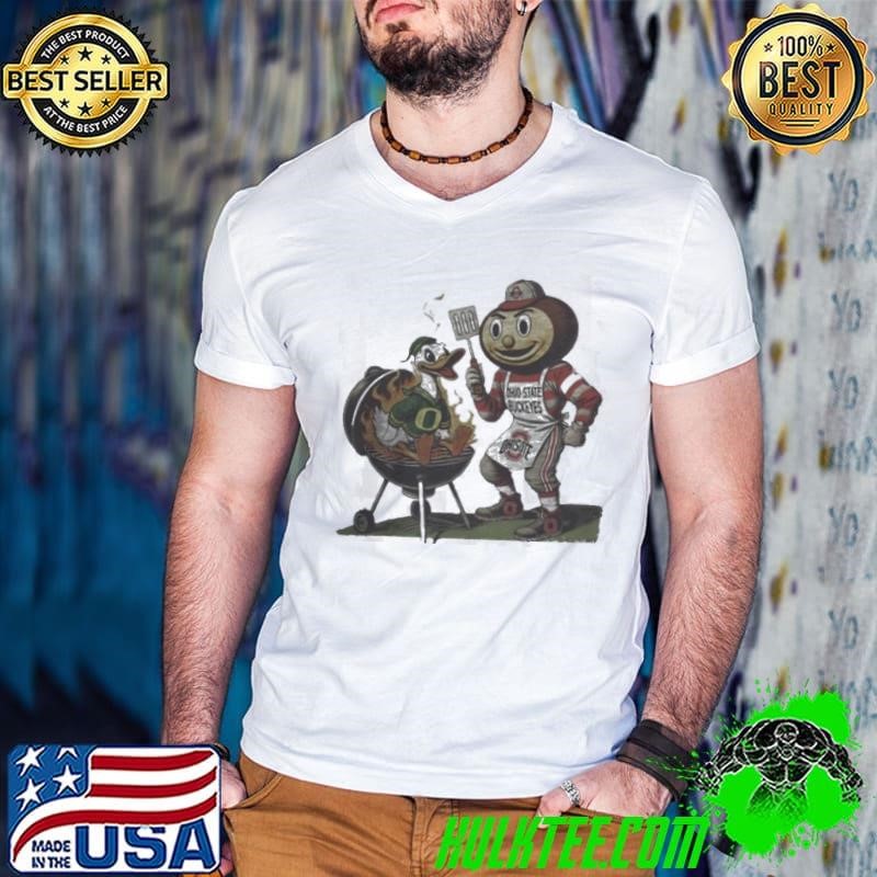 Ohio State Buckeyes vs. Oregon Ducks Exclusive Retro Rivalries Playoff Football Fire Artwork Heather shirt
