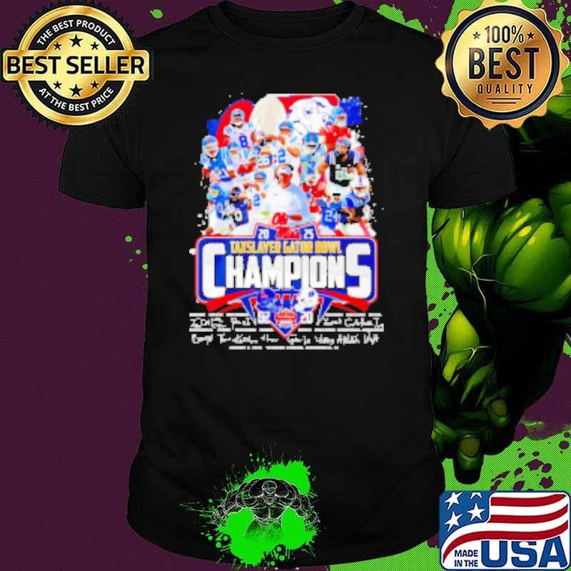 Ole Miss 2025 Taxslayer Gator Bowl Champions signatures Shirt