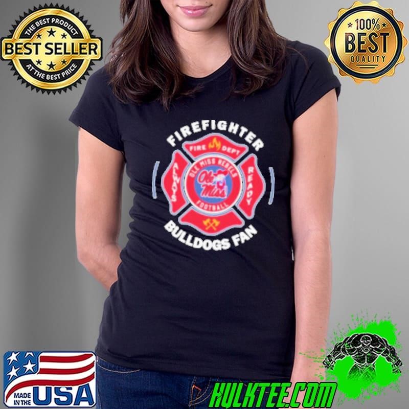 Ole Miss Rebels Firefighter Fire Dept Bulldogs Fan Ladies Tee