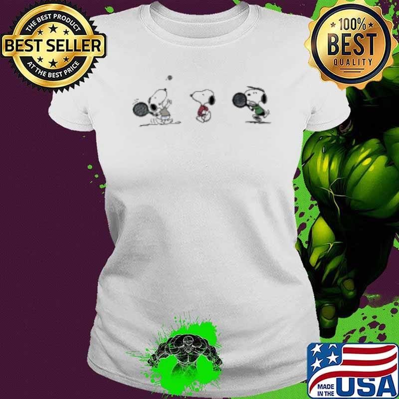 Peanuts Snoopy playing tennis Ladies tee