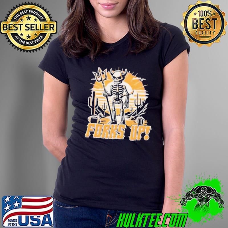 Skeleton Arizona State Sun Devils forks up Ladies Tee