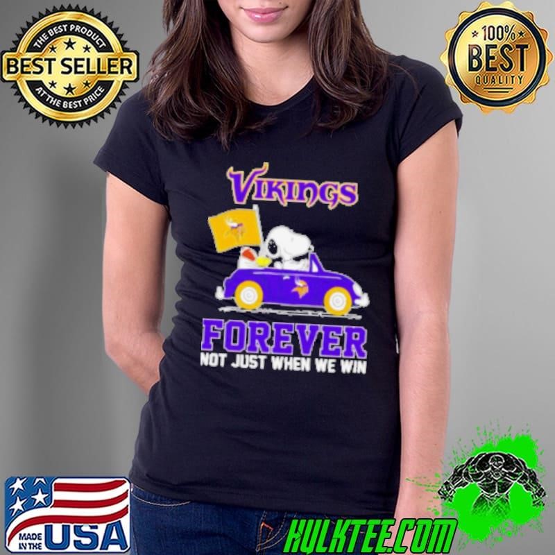 Snoopy and Woodstock Driver Minnesota Vikings Forever Not Just When We Win Ladies Tee
