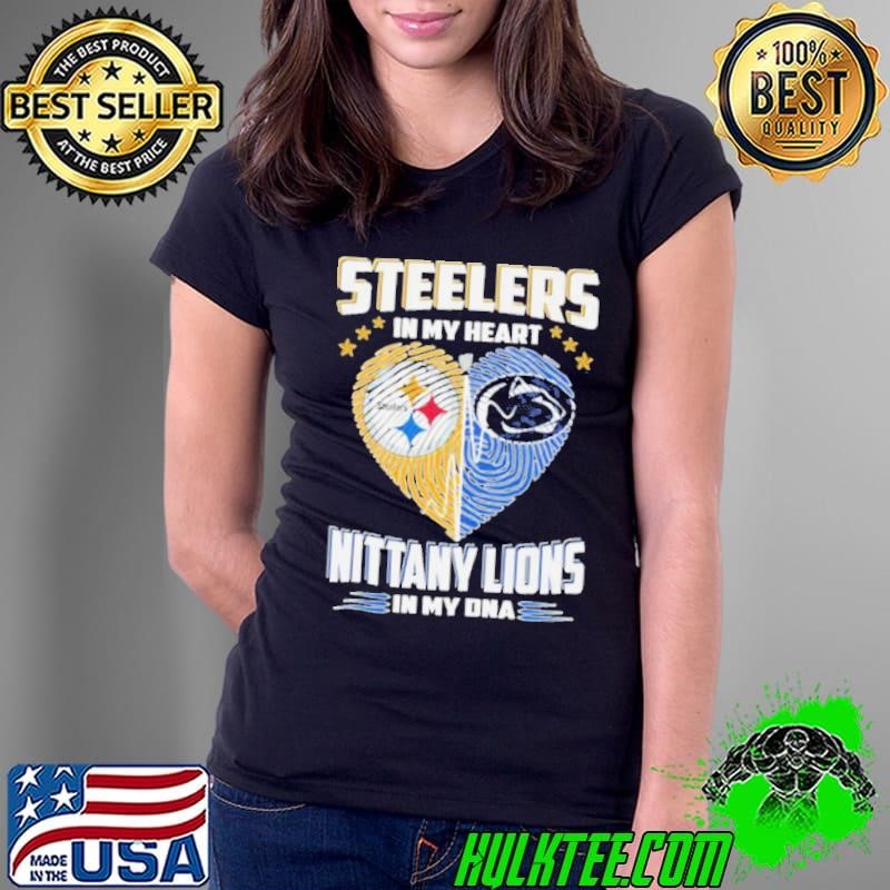 Steelers In My Heart Nittany Lions In My DNA Ladies Tee