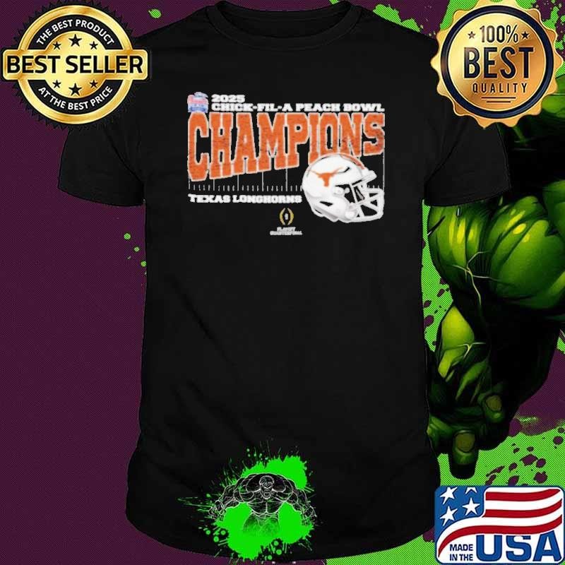 Texas Longhorns 2025 Chick fil A Peach Bowl Champions College Football Playoff Quarterfinal Vintage Style With Helmet Shirt