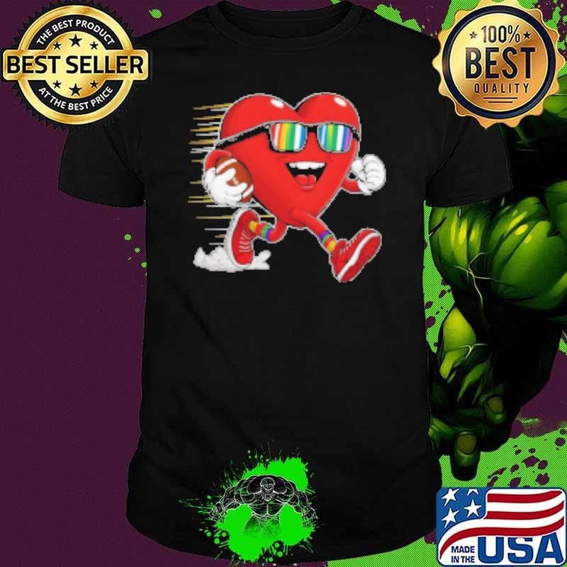 Valentines Day Heart Quarterback Receiver Football Boys Shirt