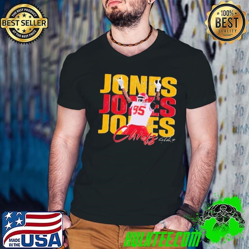 Chris Jones 95 Kansas City Chiefs Football Players Super Bowl 2025 T Guys V Neck