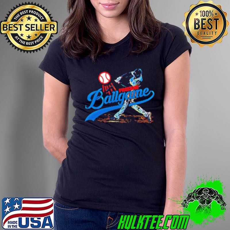 Freddie Freeman Lets go Dodgers hitting a powerful shot Ladies Tee