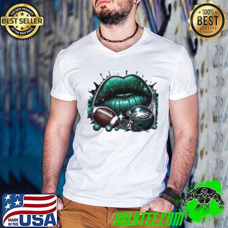 Glitter Philadelphia Eagles Football Lips Helmet Shirt