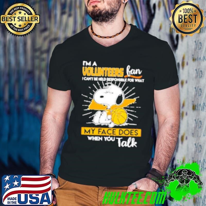 Grumpy Snoopy I'm a Volunteers fan I can't be held responsible for what my face does when you talk Guys V Neck