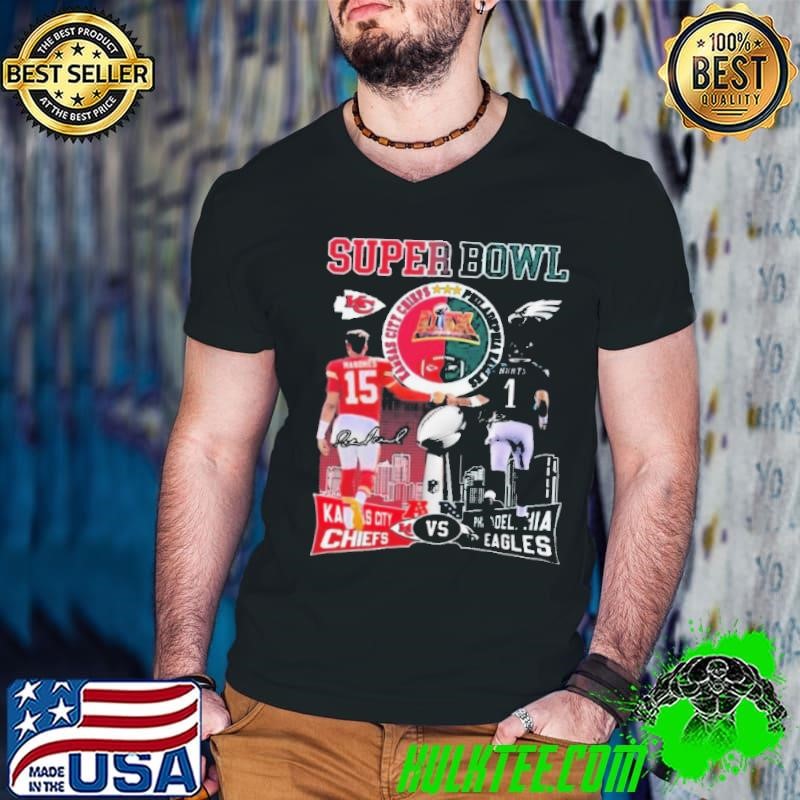 Kansas City Chiefs Mahomes And Philadelphia Eagles Hurts Super Bowl 2025 Signature Shirt