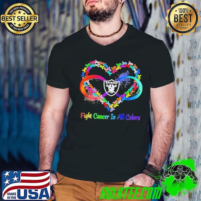 Las Vegas Raiders Heart Fight Cancer in All Colors shirt