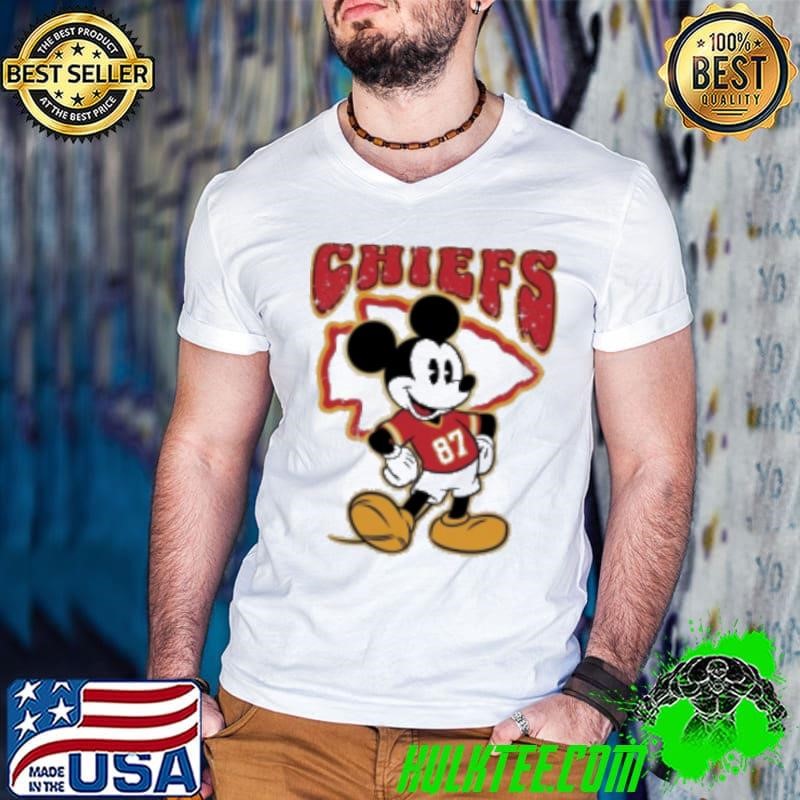 Mickey Mouse Travis Kelce Kansas City Chiefs Guys V Neck
