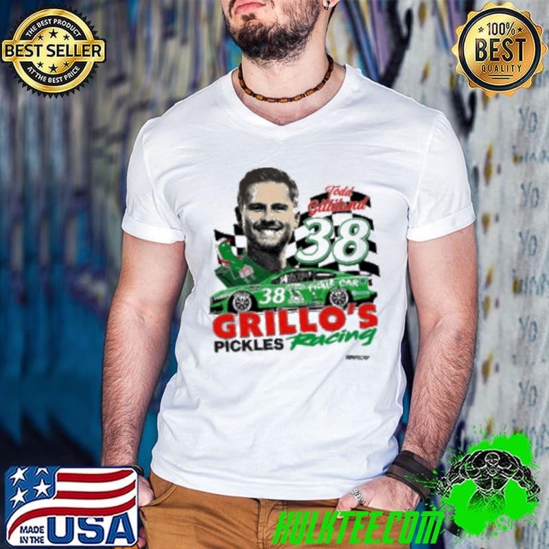 Original Mens Todd Gilliland Checkered Flag Sports White Grillos Pickles Car Premium 2025 Shirt