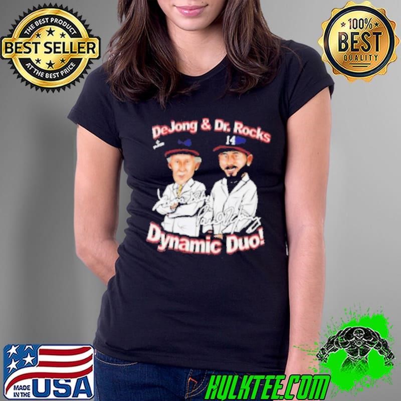 Paul DeJong and Dr Rocks Dynamic Duo Washington caricature signature Ladies Tee
