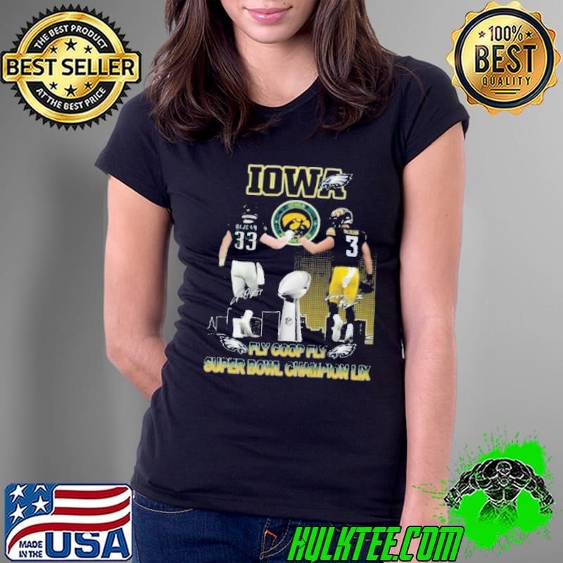 Philadelphia Eagles Iowa Hawkeyes DeJean Fly Coop Fly Super Bowl Champions LIX Ladies Tee