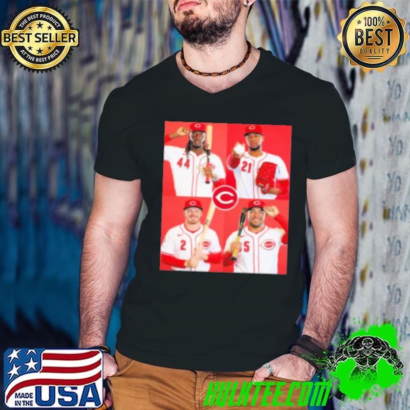 Poster Cincinnati Reds MLB Photo Day Elly De La Cruz, Hunter Greene, Gavin Lux And Jose Trevino Shirt