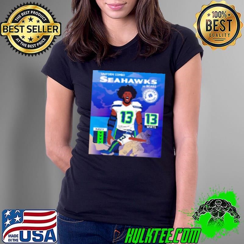 Poster Uniform Combo Seattle Seahawks vs Chicago Bears Washington’s Lottery Navy Ladies Tee