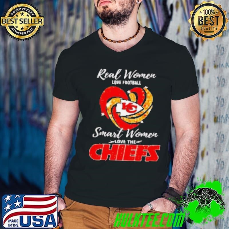 Real Women Love Football Smart Women Love The Kansas City Chiefs Heart Diamond Shirt