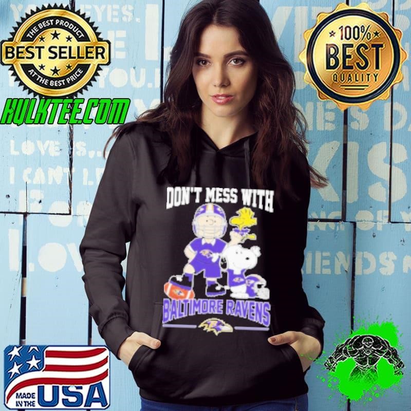 Snoopy And Charlie Brown Woodstock Don't Mess With Baltimore Ravens Helmet Hoodie