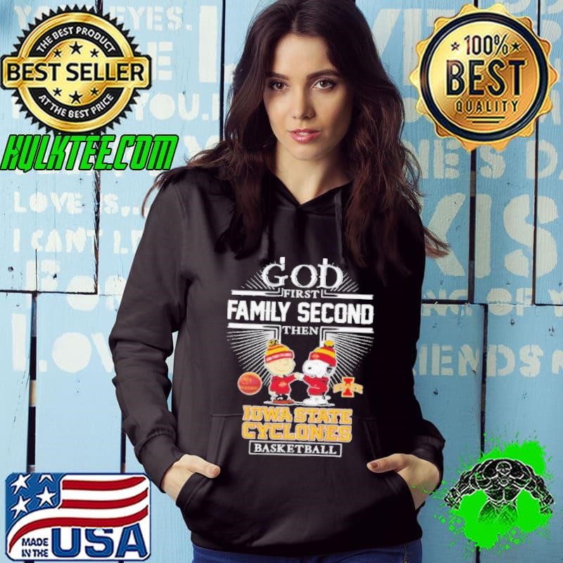 Snoopy and Charlie Brown God First Family Second Then Iowa State Cyclones Basketball shirt