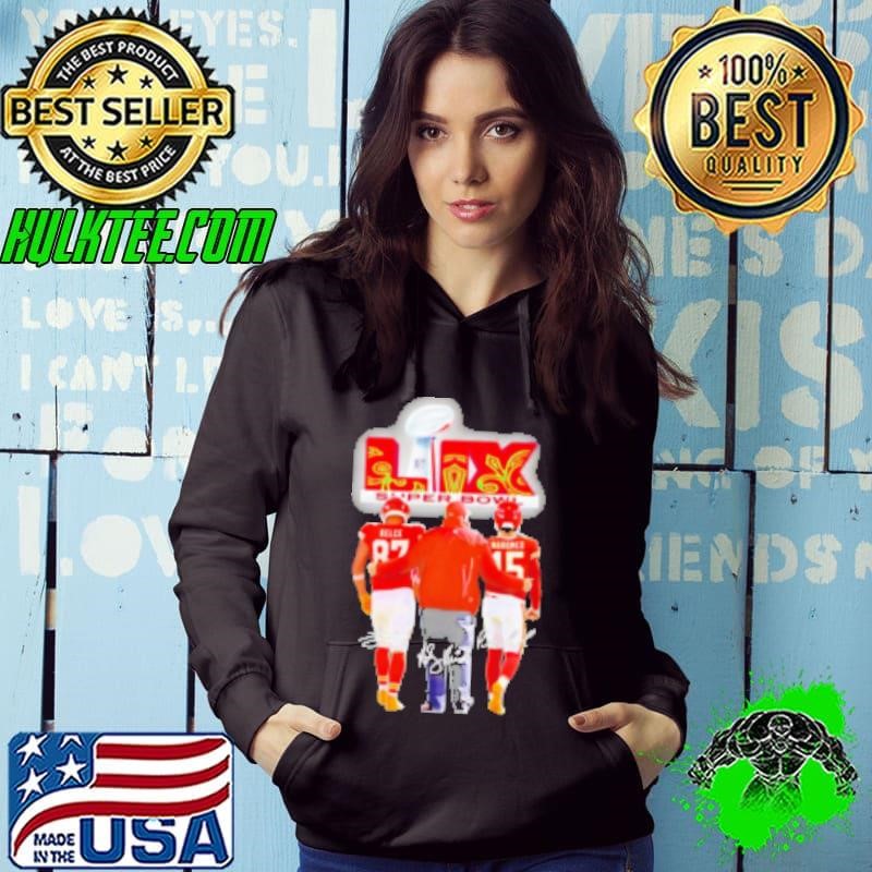 Super Bowl LIX Kelce Andy Reid and Mahomes signatures Hoodie
