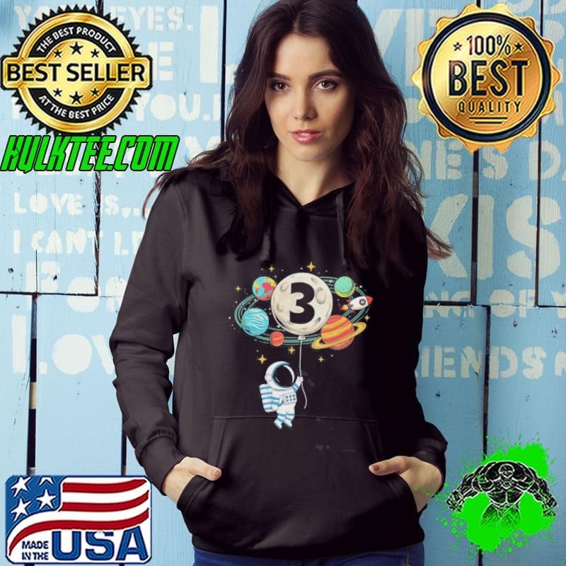 3 Years Old Birthday Boy Astronaut Space 3rd Birthday Hoodie