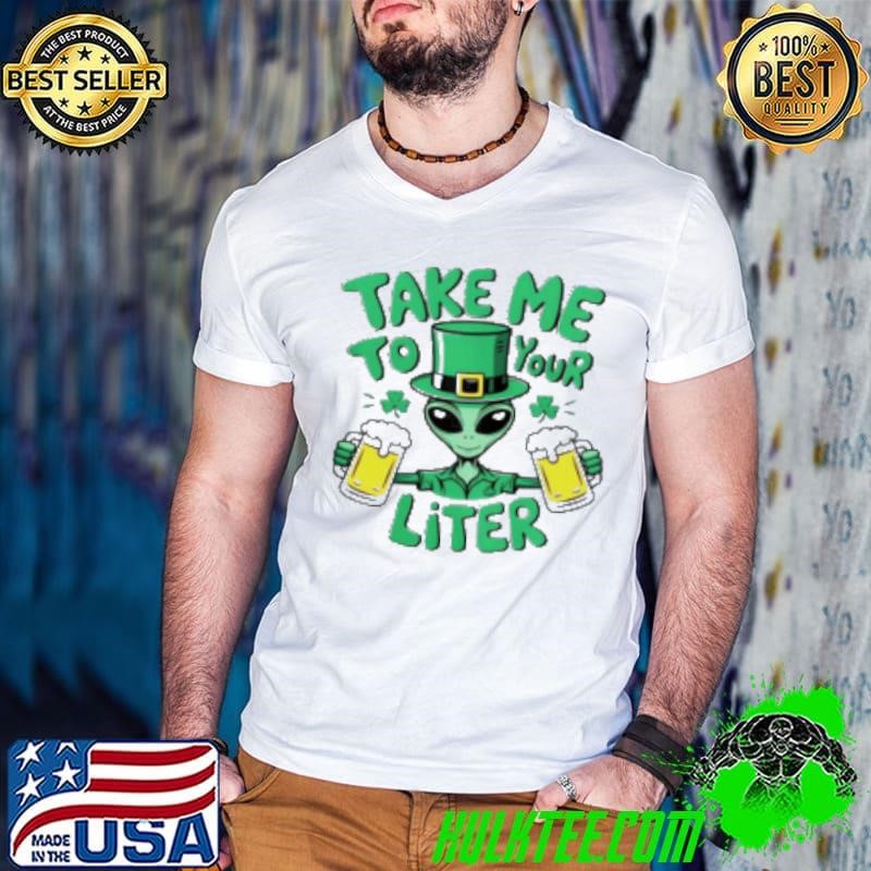 Alien Take Me To Your Liter St Patrick’s Day Guys V Neck