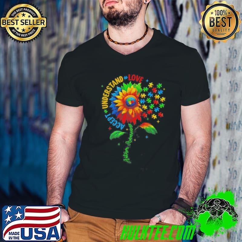 Autism Awareness Sunflower Men Women Kids Autism Sunflower Guys V Neck