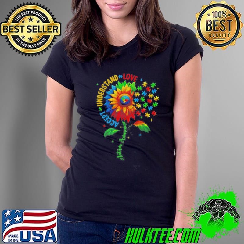 Autism Awareness Sunflower Men Women Kids Autism Sunflower Ladies Tee