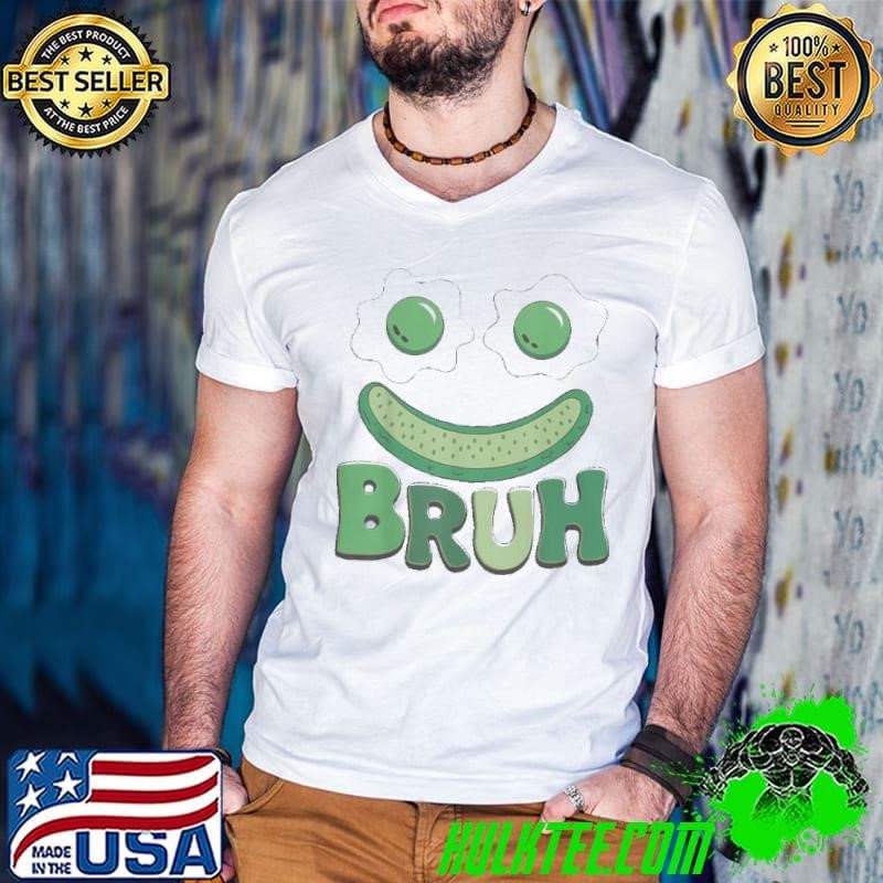 Bruh Green Face Eggs Bacon Ham Breakfast St Patricks Day Guys V Neck