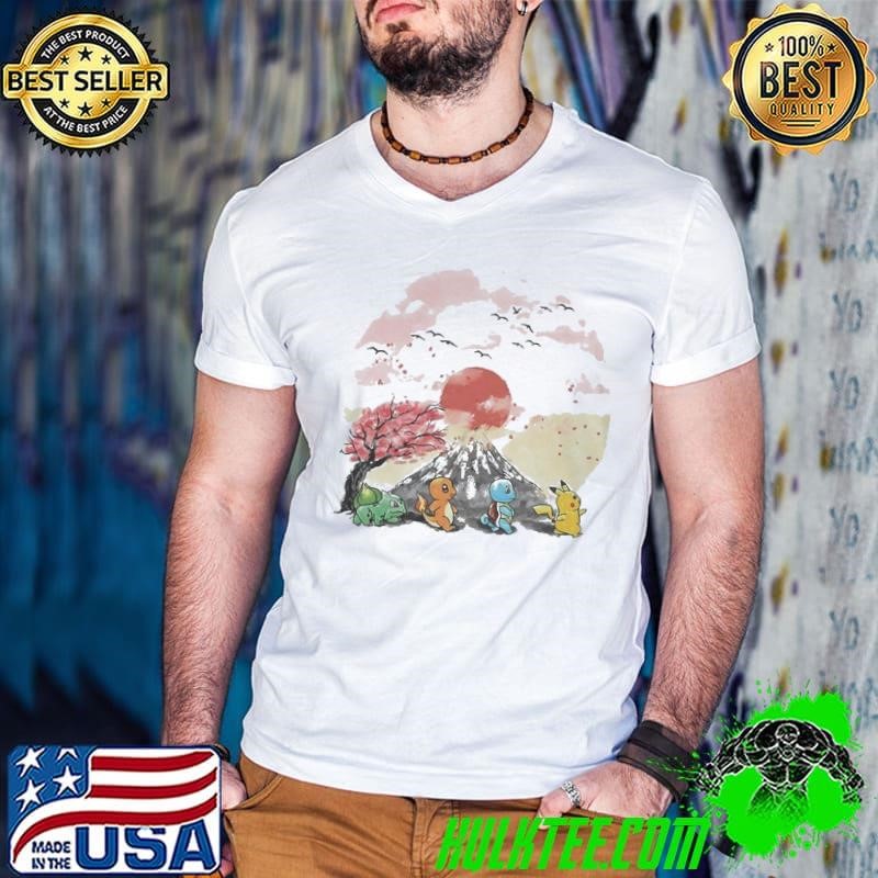 Bulbasaur Charmander Squirtle And Pikachu Starters Japan Cherry Blossom Shirt