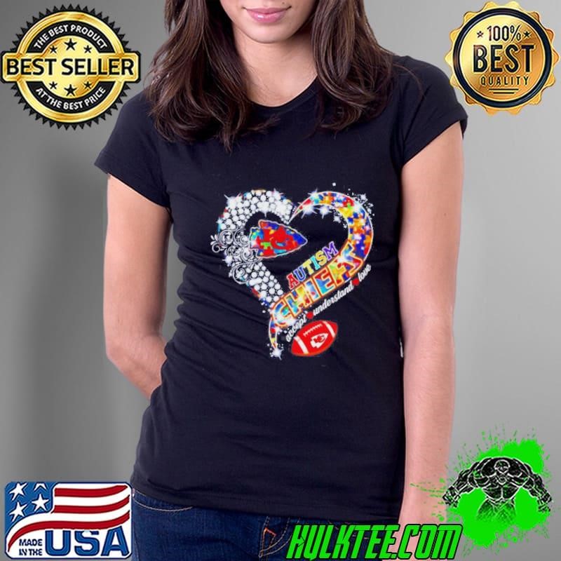 Kansas City Chiefs Autism Accept Understand Love Heart Ladies Tee