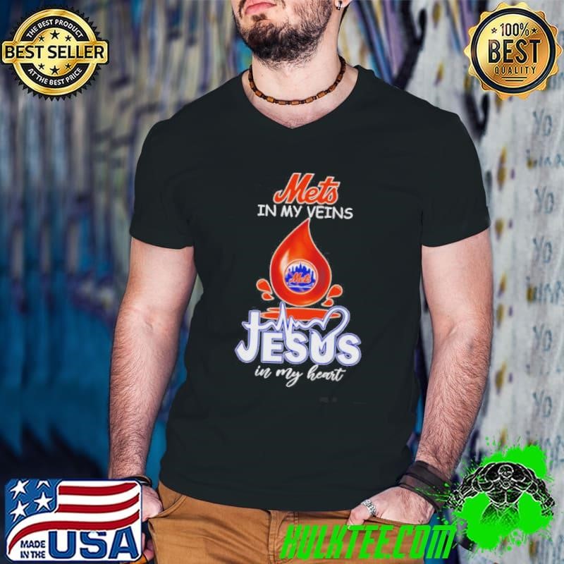 Mets In My Veins Jesus In My Heart Drop Blood Shirt