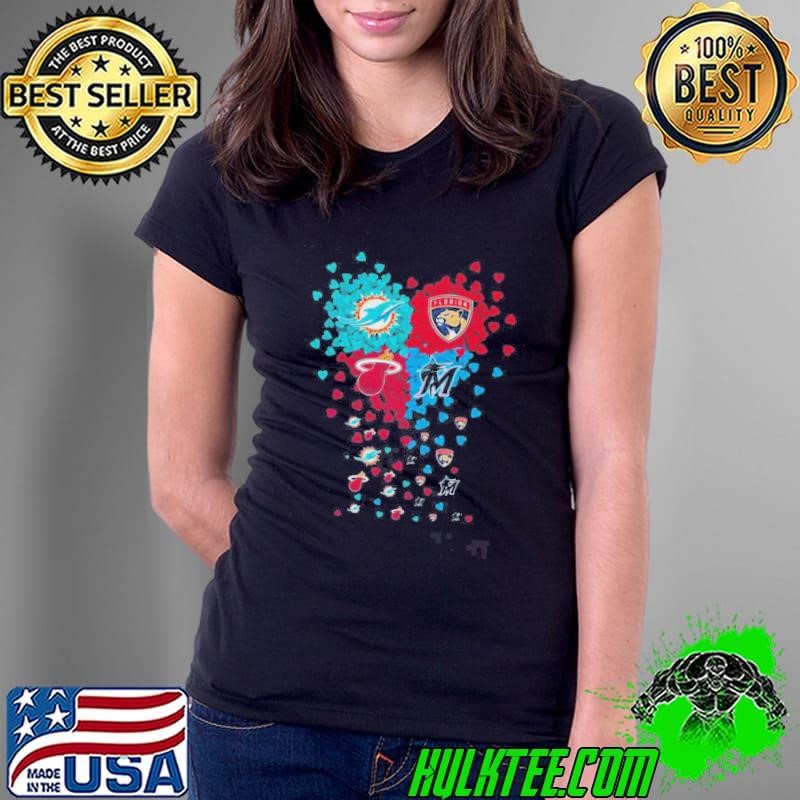 Miami Dolphins Florida Panthers Miami Heat Miami Marlins Sport City Love Ladies Tee