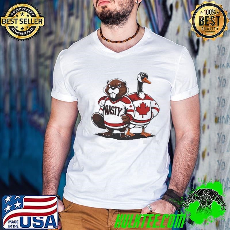 Nasty Canadians Beaver and Canada Goose in Canada Hockey shirt