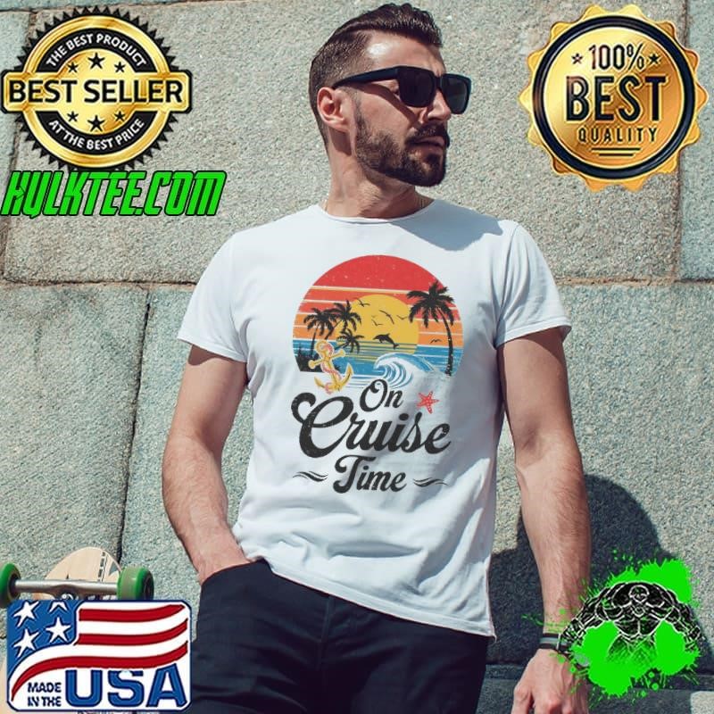 On Cruise Time Coconut Tree Graphic Summer Vacation Cruising Shirt